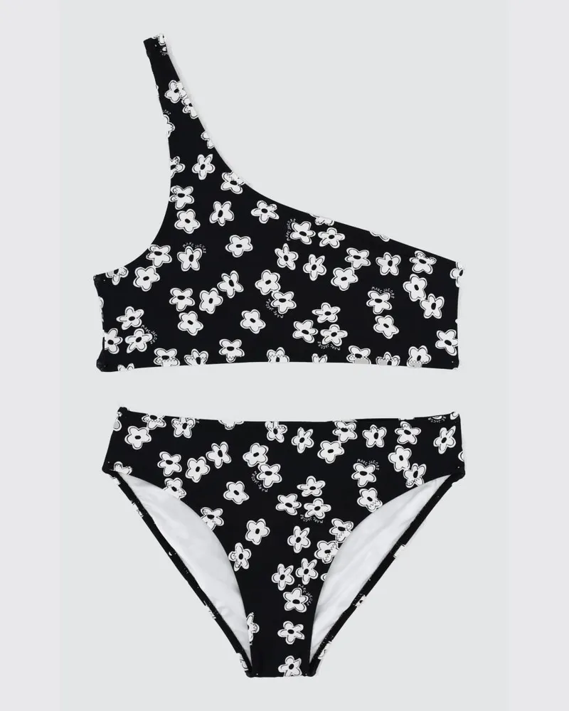 Marc Jacobs One-Shoulder-Bikini für Mädchen mit Blumendruck Schwarz