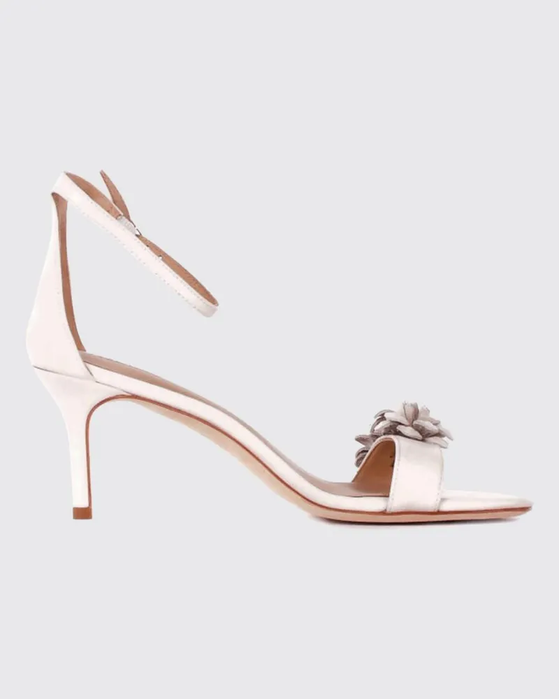 Ralph Lauren Allie Ledersandalen mit Blumenprint und mittlerem Absatz Beige