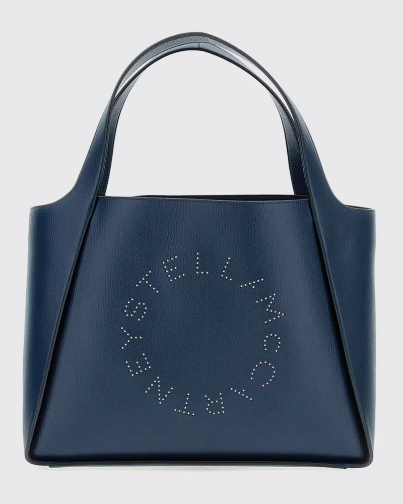 Stella McCartney Tote-Tasche aus Kunstleder mit Nieten-Logo und Pouch Blau