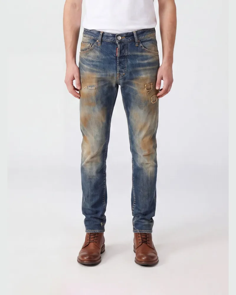 Dsquared2 Teddy Slim Fit Skinny-Jeans aus Baumwolldenim mit Used-Effekt Navy
