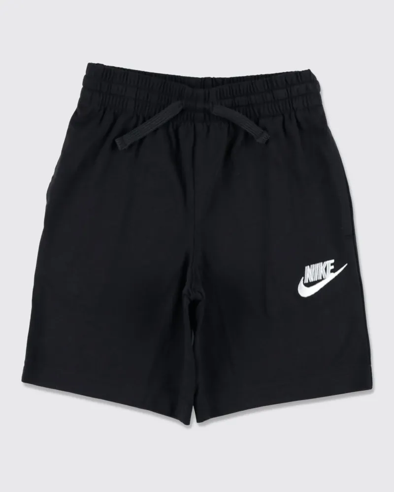 Nike Hochgeschnittene Baumwollshorts von für Jungen mit Kordelzug und Taschen Schwarz