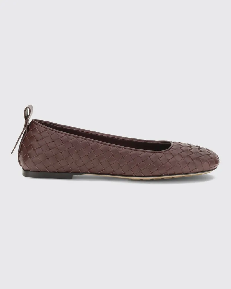 Bottega Veneta Charlotte Ballerinas aus geflochtenem Lammleder mit eckiger Kappe Braun