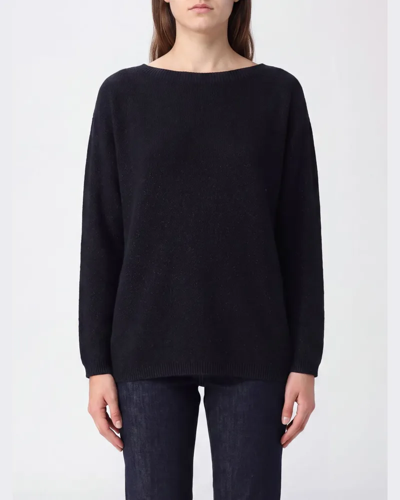 Fabiana Filippi Langarmpullover mit Rundhalsausschnitt aus Wolle, Seide und Kaschmir Navy