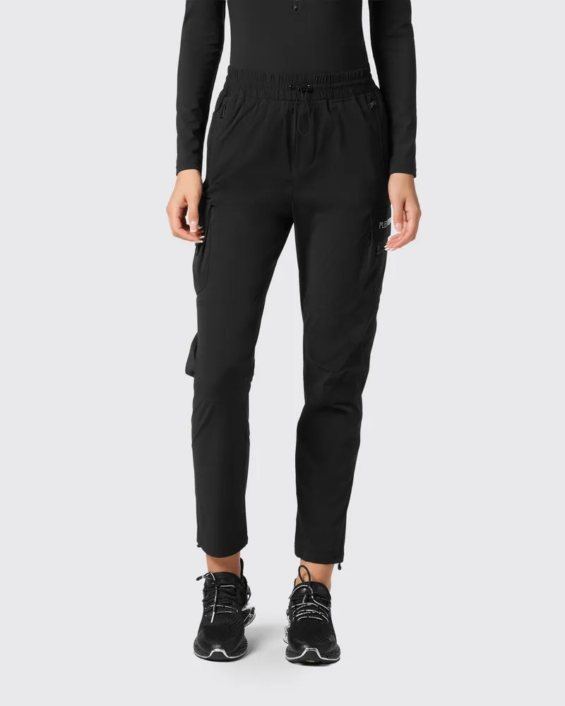 Philipp Plein High-Waist Slim Fit Cargo-Hose aus technischem Gewebe Schwarz