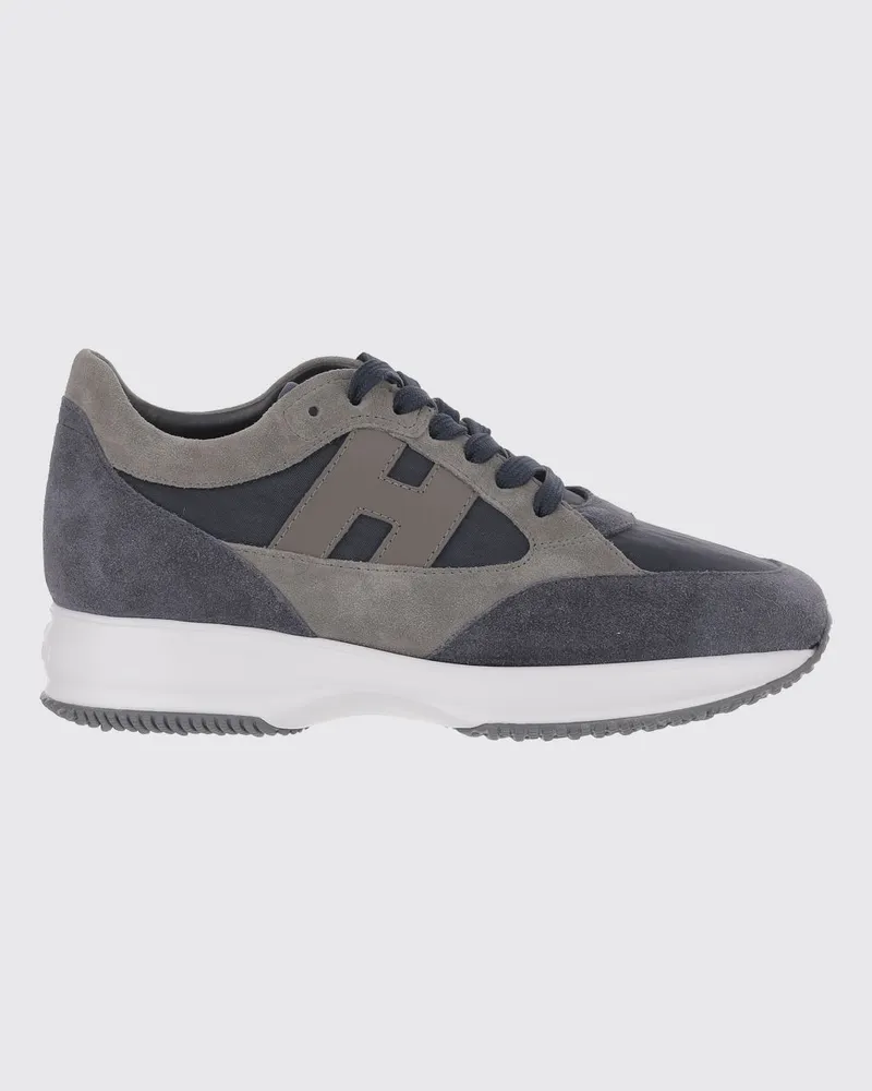 Hogan H580 Sneaker aus Veloursleder und Mesh mit seitlichem H-Logo Blau