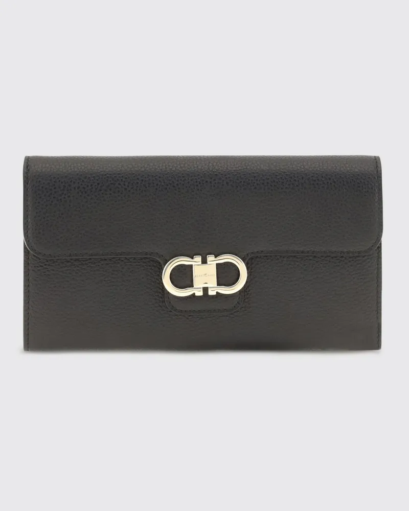 Ferragamo Gancini Wallet on Chain von aus Kalbsleder mit Kettenriemen Schwarz