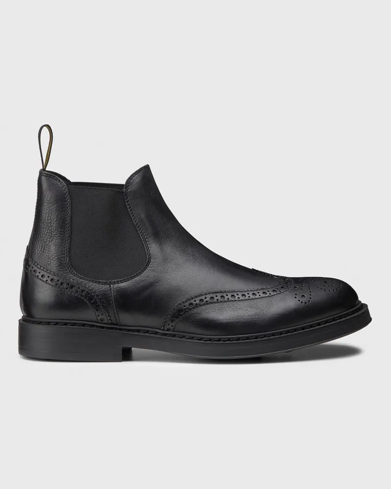 Doucal´s Stiefeletten aus Leder mit Brogue-Muster Schwarz