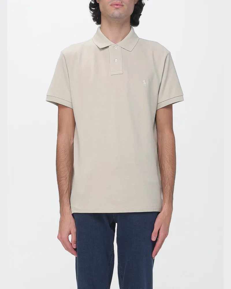Ralph Lauren Kurzarm-Poloshirt aus Baumwolle mit gesticktem Pony-Logo Grau