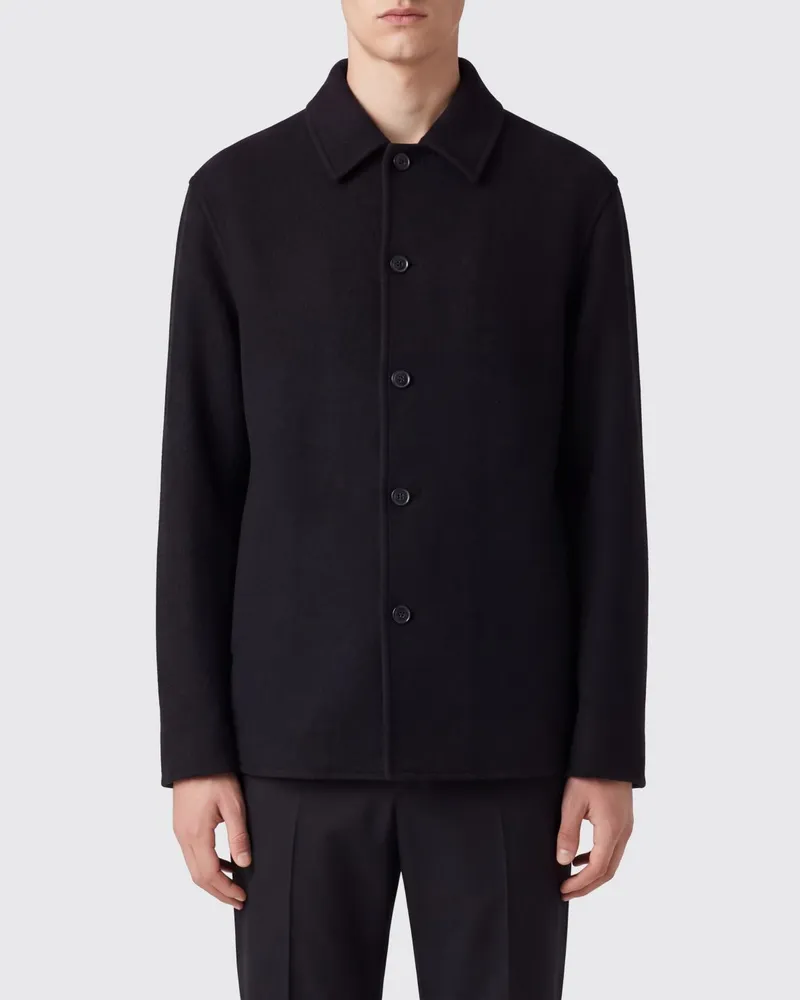 Jil Sander Hemdjacke aus Schurwolle und Kaschmirgemisch Schwarz