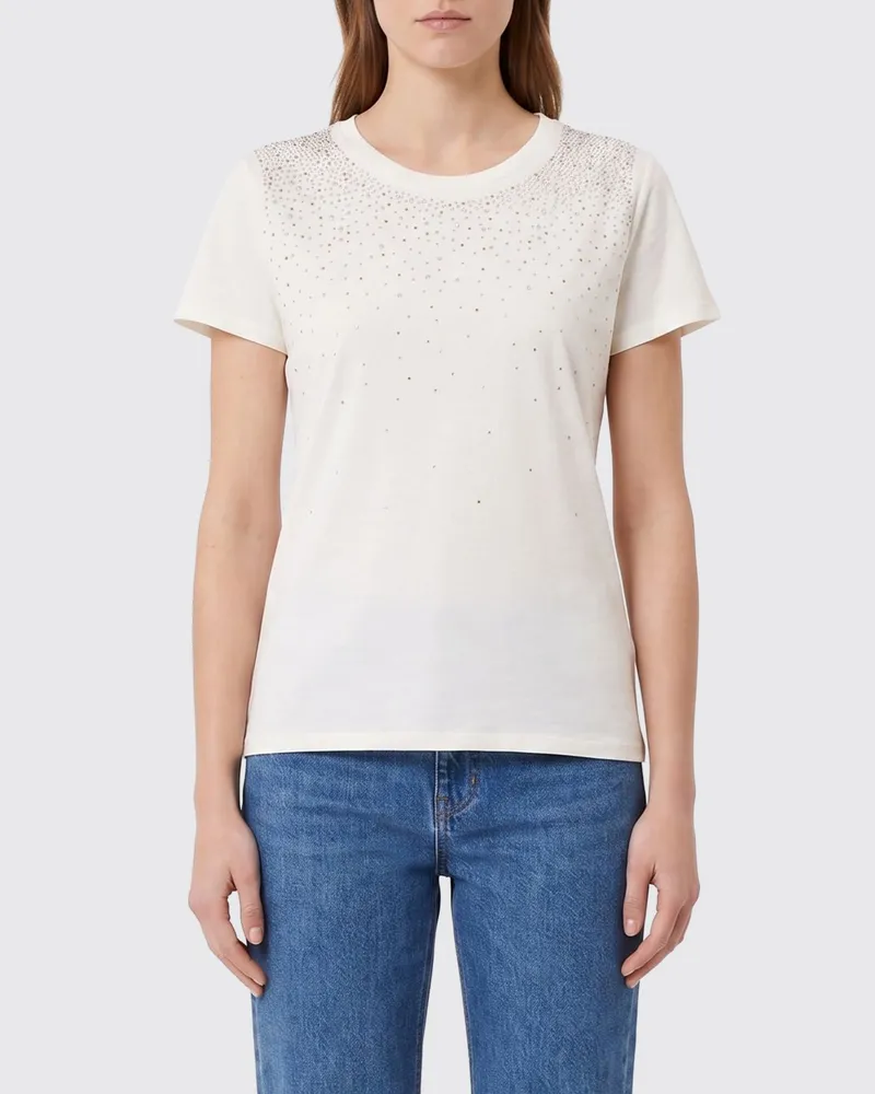 Liu Jo Baumwoll-T-Shirt mit Strasssteinen Weiß