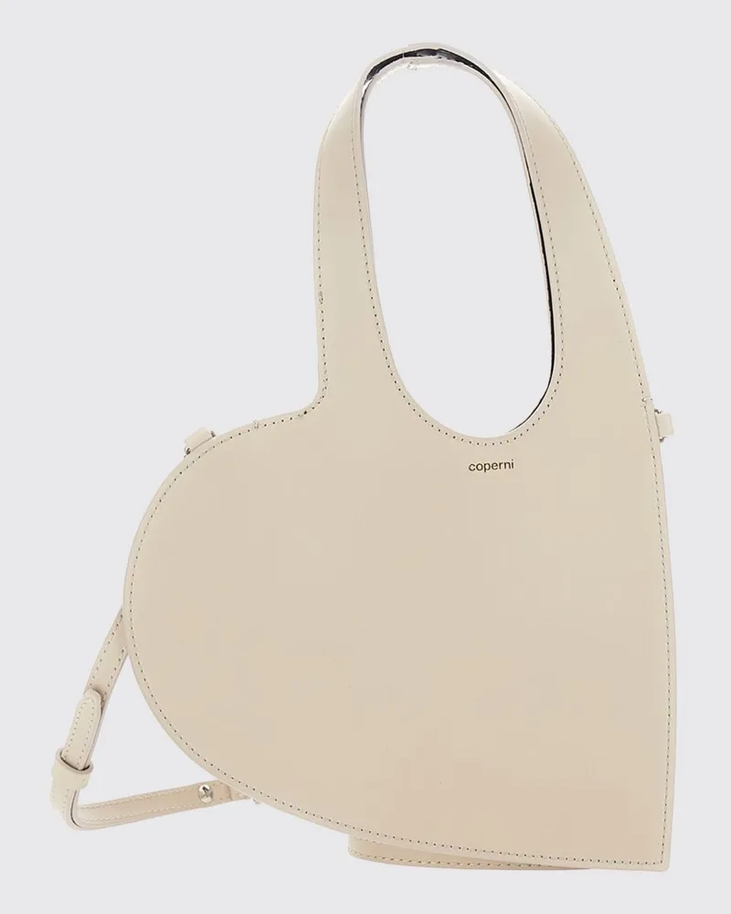 COPERNI Kleine Heart Schultertasche aus Glattleder mit abnehmbarem Schultergurt Beige