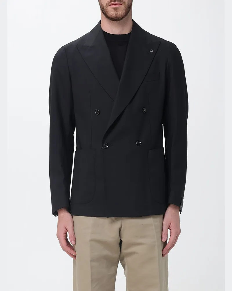 Tagliatore Zweireihiger Blazer aus Schurwolle Schwarz