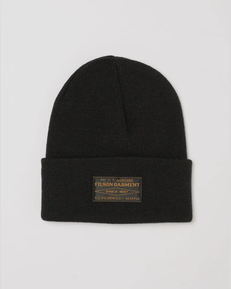 Filson Ballard Acryl-Beanie mit Umschlag und aufgesetztem Logo-Patch Schwarz