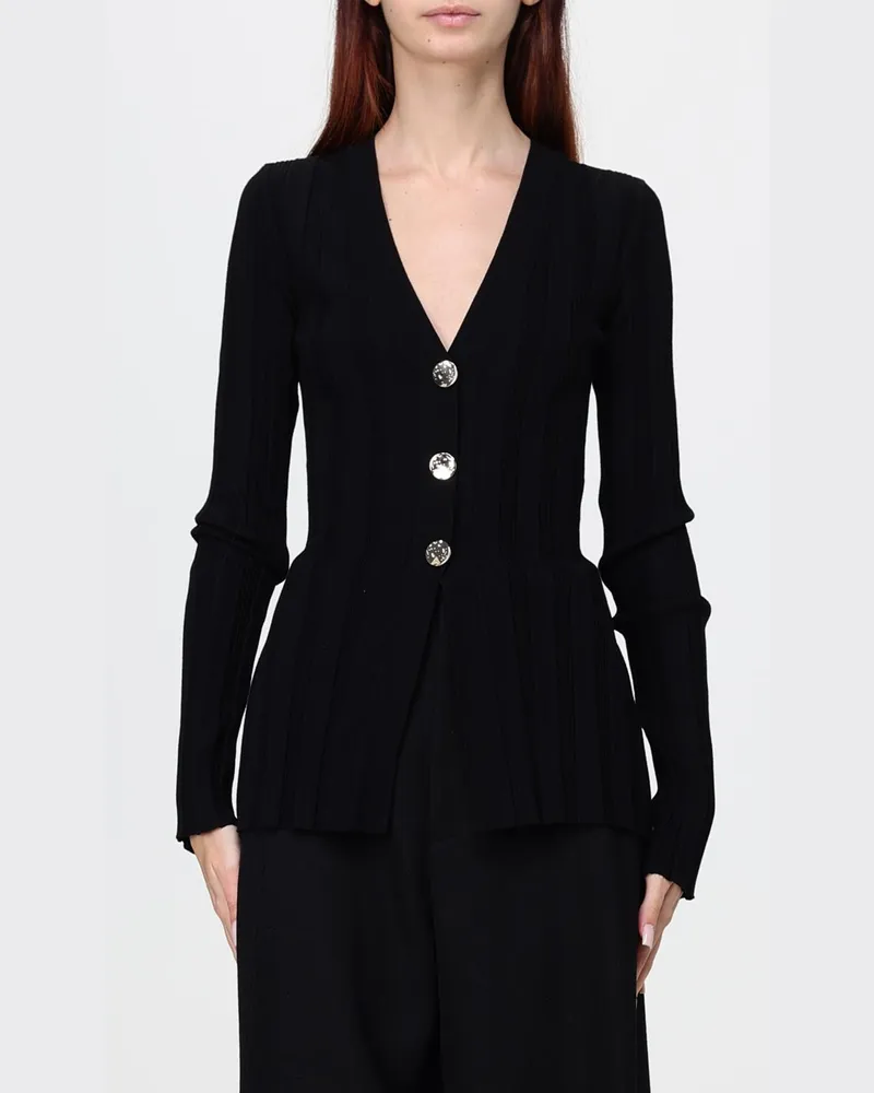 SPORTMAX Gerippter Slim-Fit-Cardigan aus Viskose mit Schmuckknöpfen Schwarz