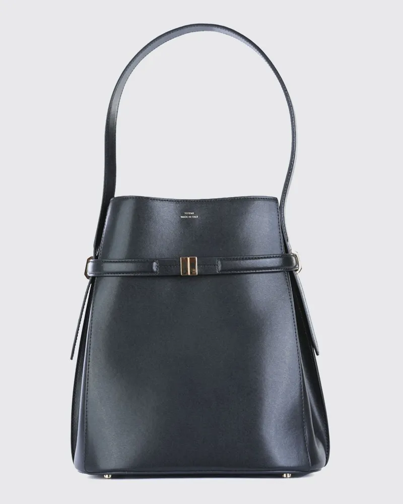 Totême Beuteltasche aus Kalbsleder mit Monogramm-Logo Schwarz