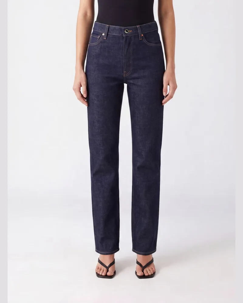KHAITE Danielle Straight-Leg Jeans aus Baumwolldenim mit hoher Taille Blau