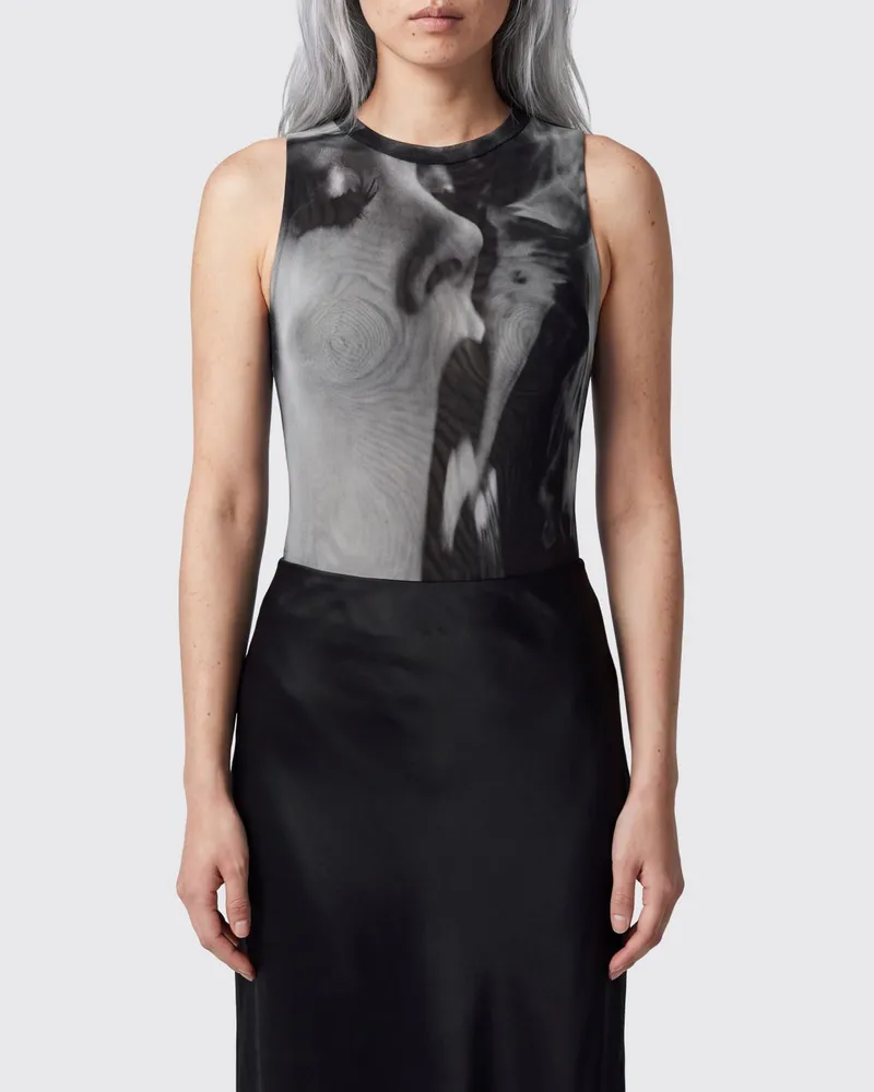 Jean Paul Gaultier Ärmelloses Slim-Fit-Top mit Grafikdruck aus Stretch-Nylon Schwarz
