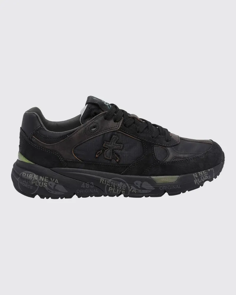 Premiata Zweifarbige Mase Sneaker aus Veloursleder und Canvas Schwarz