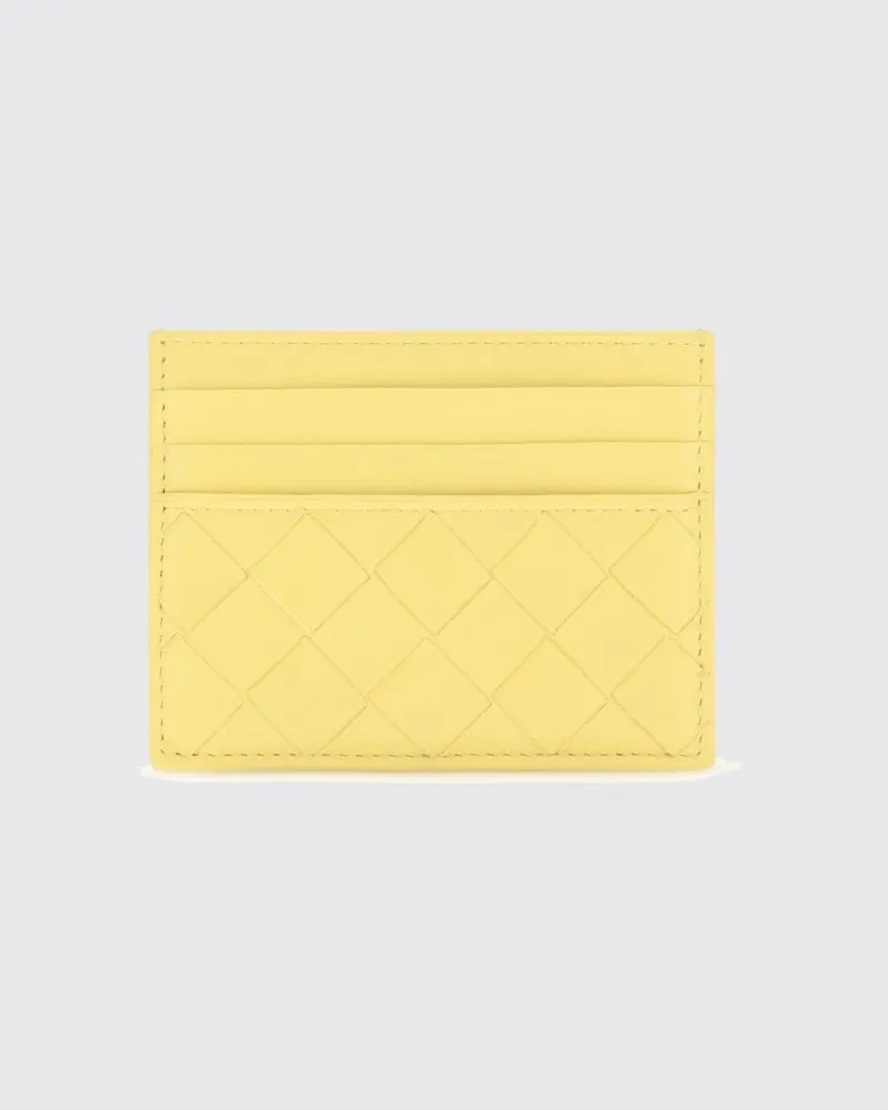 Bottega Veneta Flacher Kartenhalter aus geflochtenem Nappaleder mit 7 Fächern Gold
