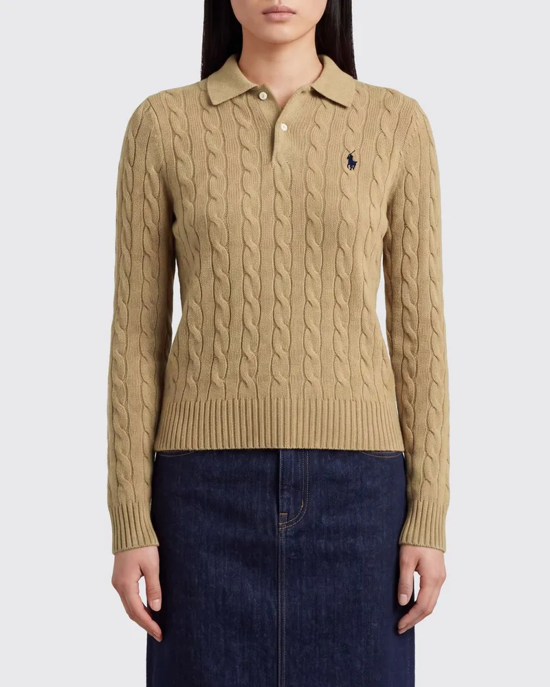 Ralph Lauren Slim-Fit Strickpolo aus einer Woll-Kaschmir-Mischung Beige