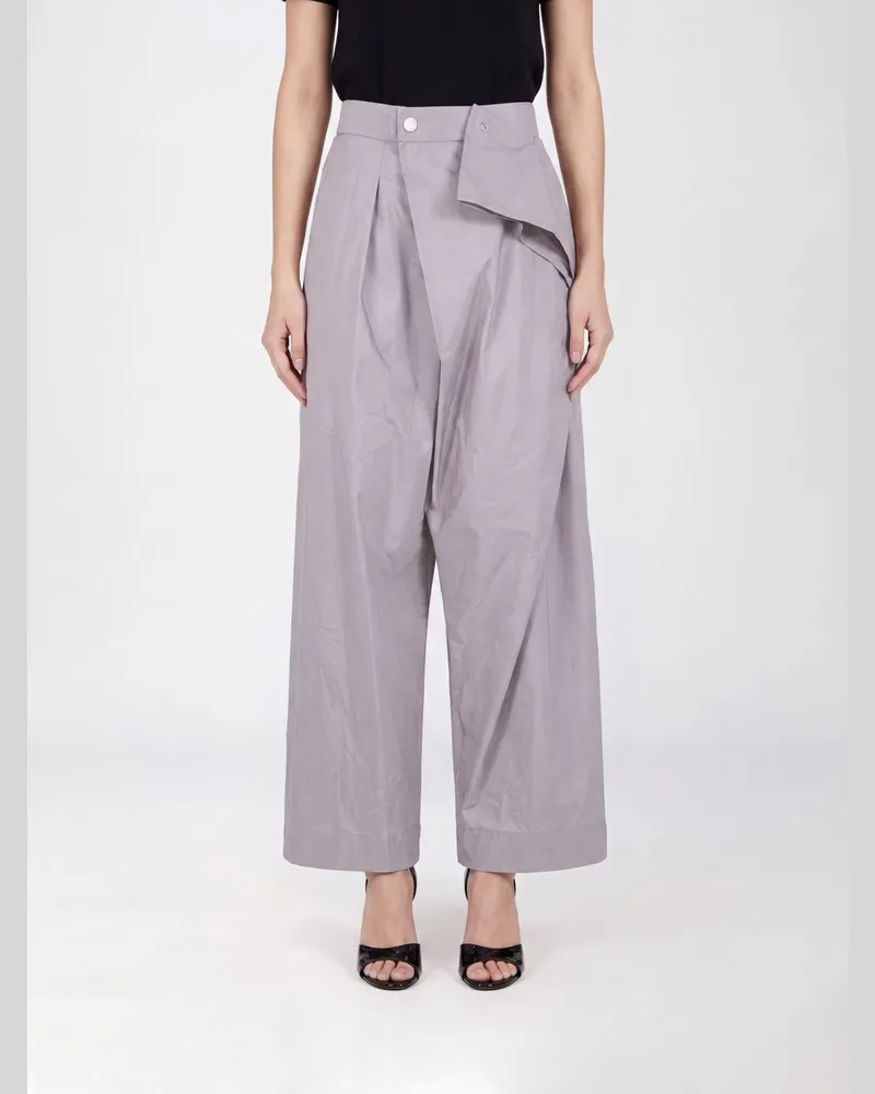 Issey Miyake Palazzo-Hose Akimbo mit hoher Taille und asymmetrischem Design Grau