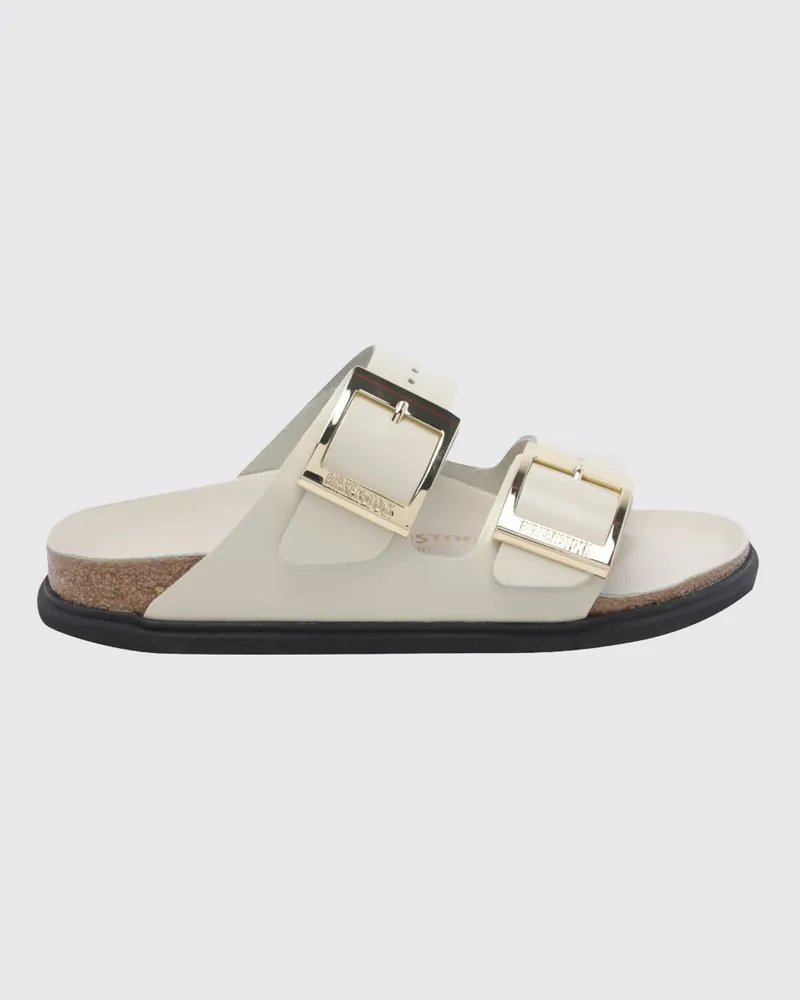 Birkenstock Flache Ledersandalen Arizona Droplet Buckle mit Doppelriemen Weiß