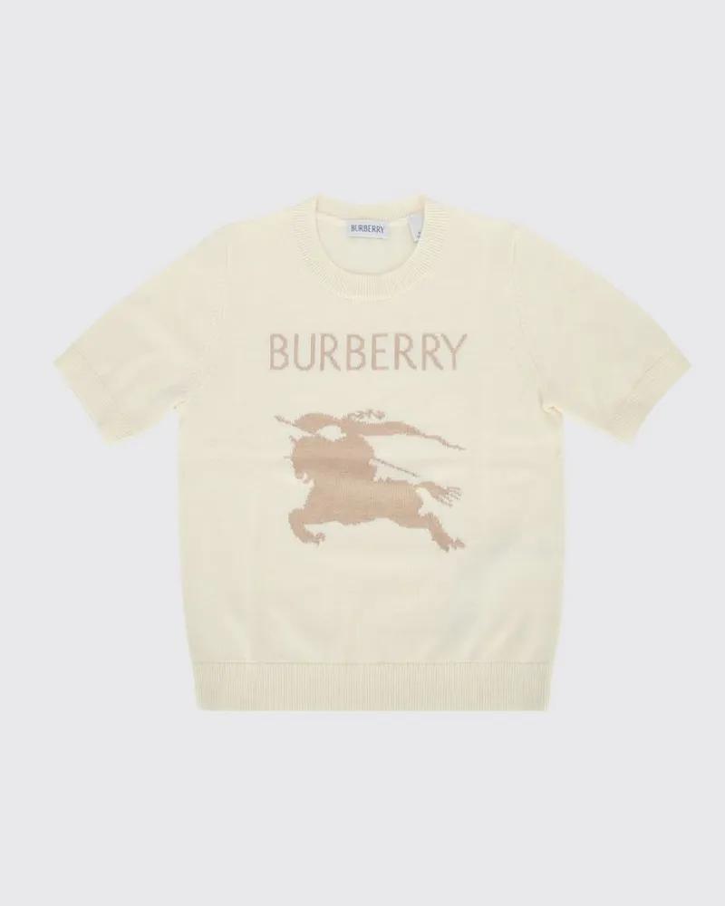 Burberry Rundhalspullover aus Woll-Baumwoll-Mischung mit EKD-Logo für Jungen Ivory
