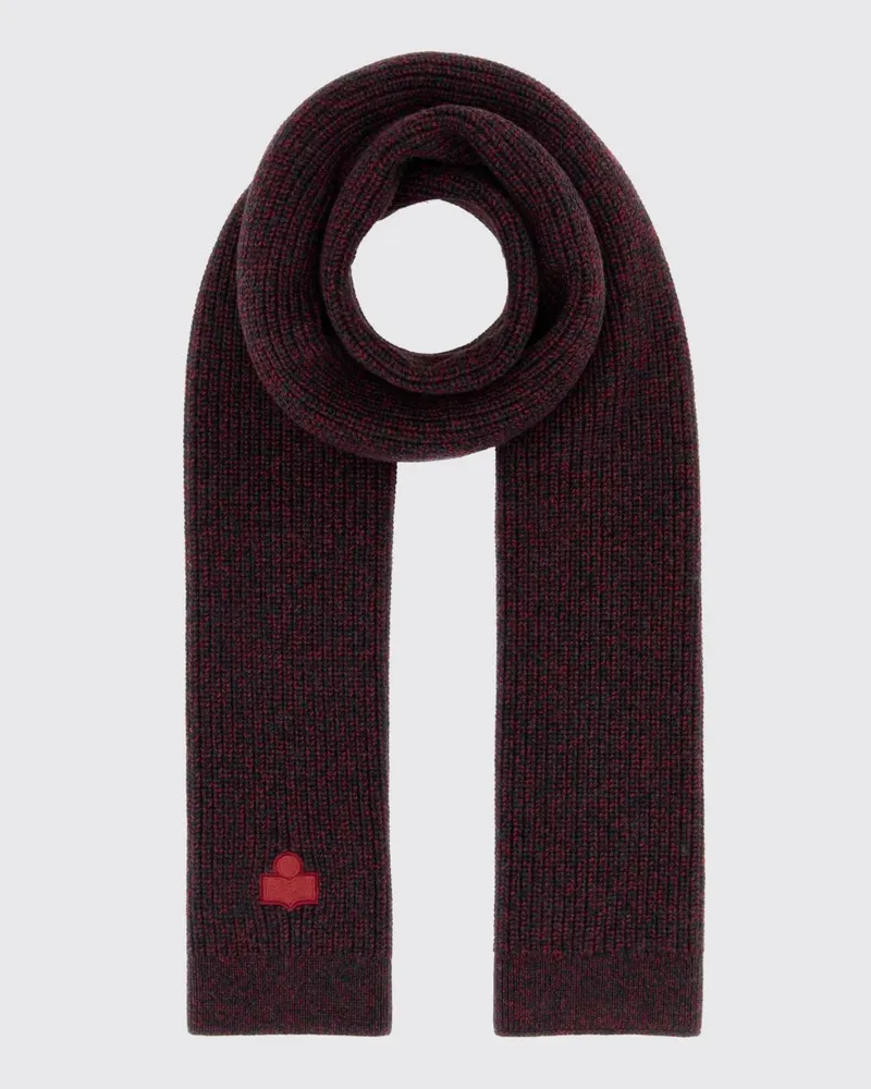 Isabel Marant Schal aus reiner Merinowolle mit Ton-in-Ton-Logostickerei Charcoal