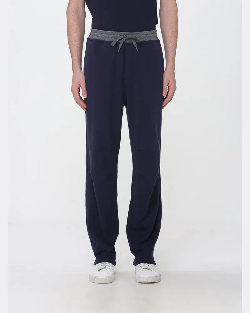 Brunello Cucinelli Jogginghose aus Baumwolle mit elastischem Kordelzugbund Navy