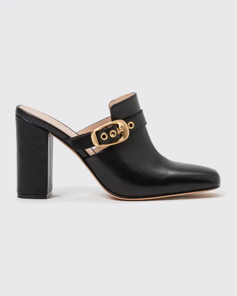 Twin-Set Mules aus Leder Schwarz