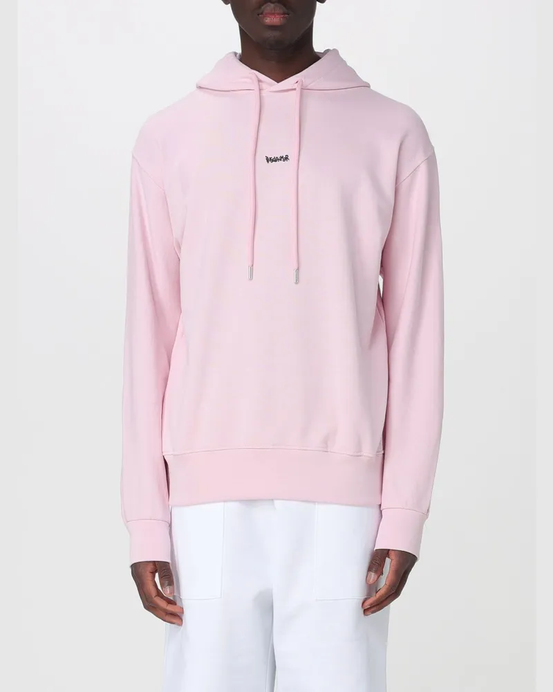 DISCLAIMER Baumwoll-Hoodie von mit Logo-Print und überschnittenen Schultern Pink