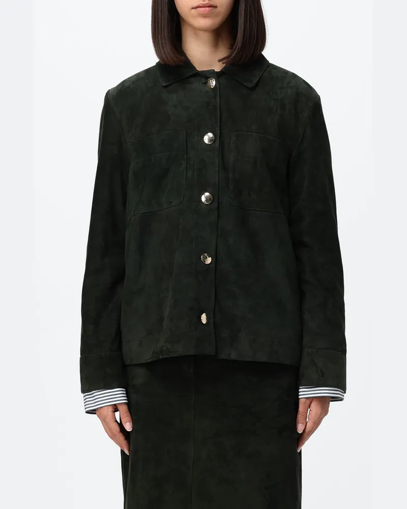 Max Mara Hemdjacke Abisso aus Lammveloursleder Grün