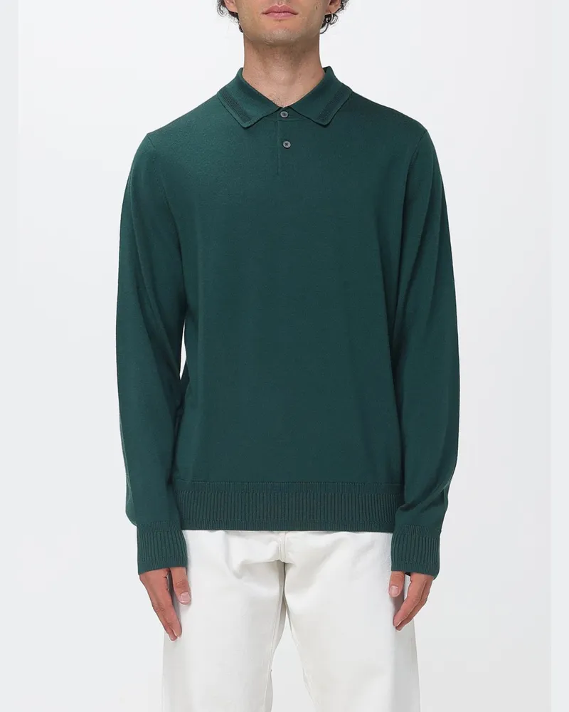 Paul Smith Langärmeliges Strickpolo von aus reiner Merinowolle Grün