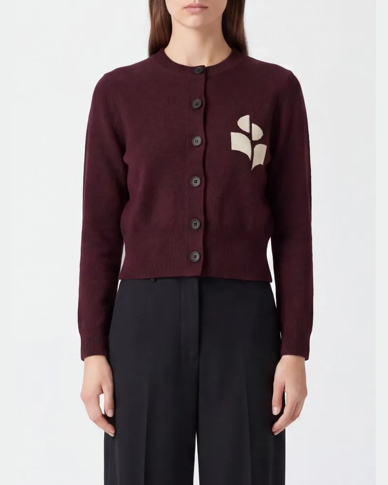 Étoile Isabel Marant Cardigan aus Baumwoll-Woll-Mischung mit Flock-Logo Rot