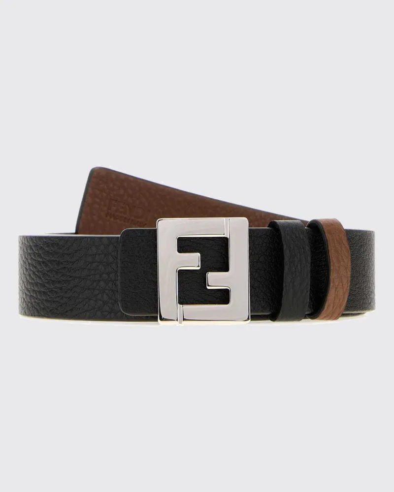 Fendi Wendegürtel aus Glattleder mit FF-Monogramm-Steckschließe Schwarz