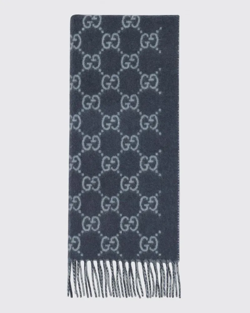 Gucci GG-Logo-Schal aus reinem Kaschmir Blau