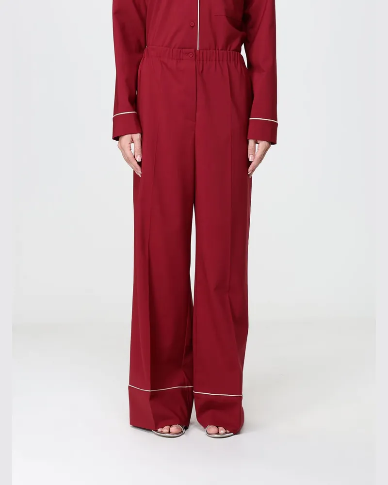 Alberta Ferretti High-Waist Palazzo-Hose im Pyjama-Stil aus Wollmischung Rot