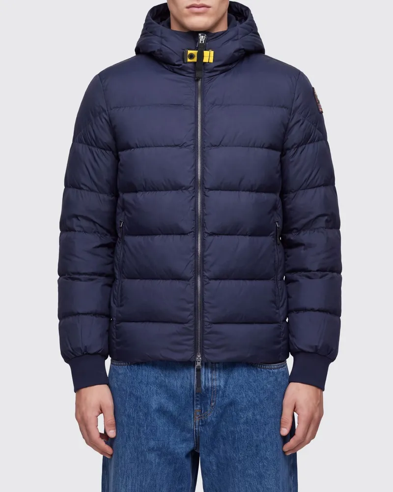 Parajumpers Kurze gesteppte Nylon-Daunenjacke mit Kapuze und Reißverschluss Navy
