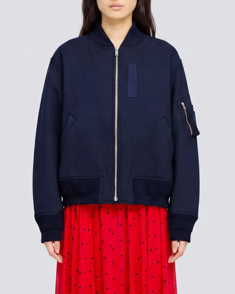 Semicouture Bomberjacke aus Wollmischung mit elastischem Kragen Blau