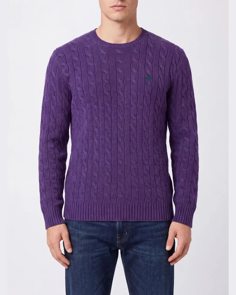 Ralph Lauren Pullover mit Rundhalsausschnitt aus Wolle und Kaschmir mit gesticktem Pony-Logo Violett