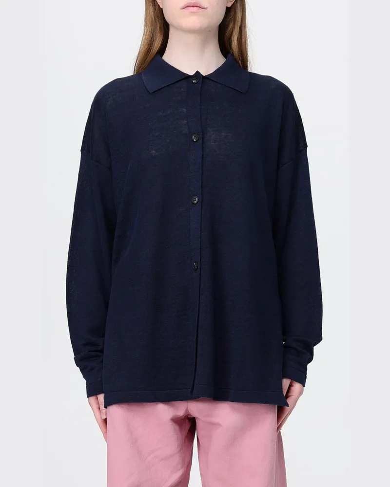 Max Mara Max Mara Leinenstrick-Polohemd Blau