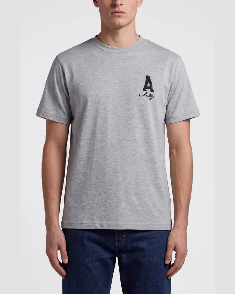 AUTRY Baumwoll-T-Shirt mit kontrastierendem Logo Grau