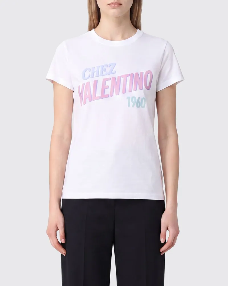 Valentino Garavani Slim-Fit T-Shirt Chez aus Baumwolle mit Logo-Print Weiß