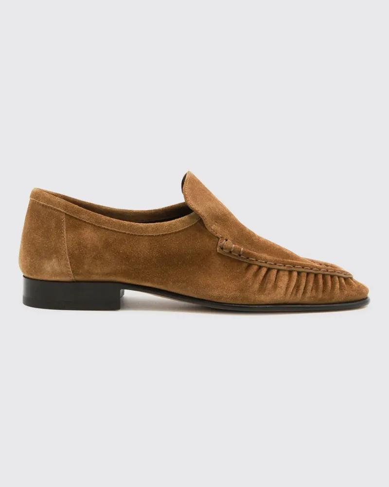 The Row Two Loafer aus Kalbsveloursleder mit runder Kappe Camel