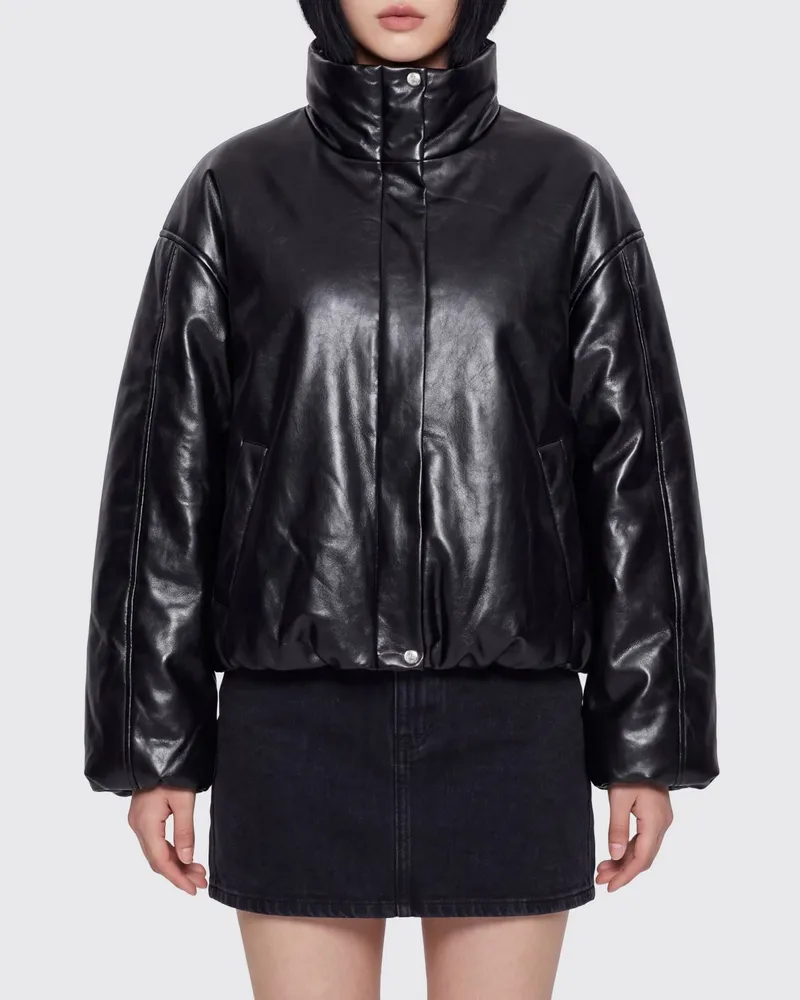 Anine Bing Cyrus Bomberjacke aus regeneriertem Leder mit lockerer Passform Schwarz