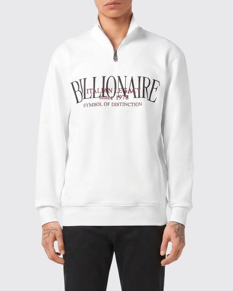 Billionaire Baumwoll-Sweatshirt mit Logo Weiß