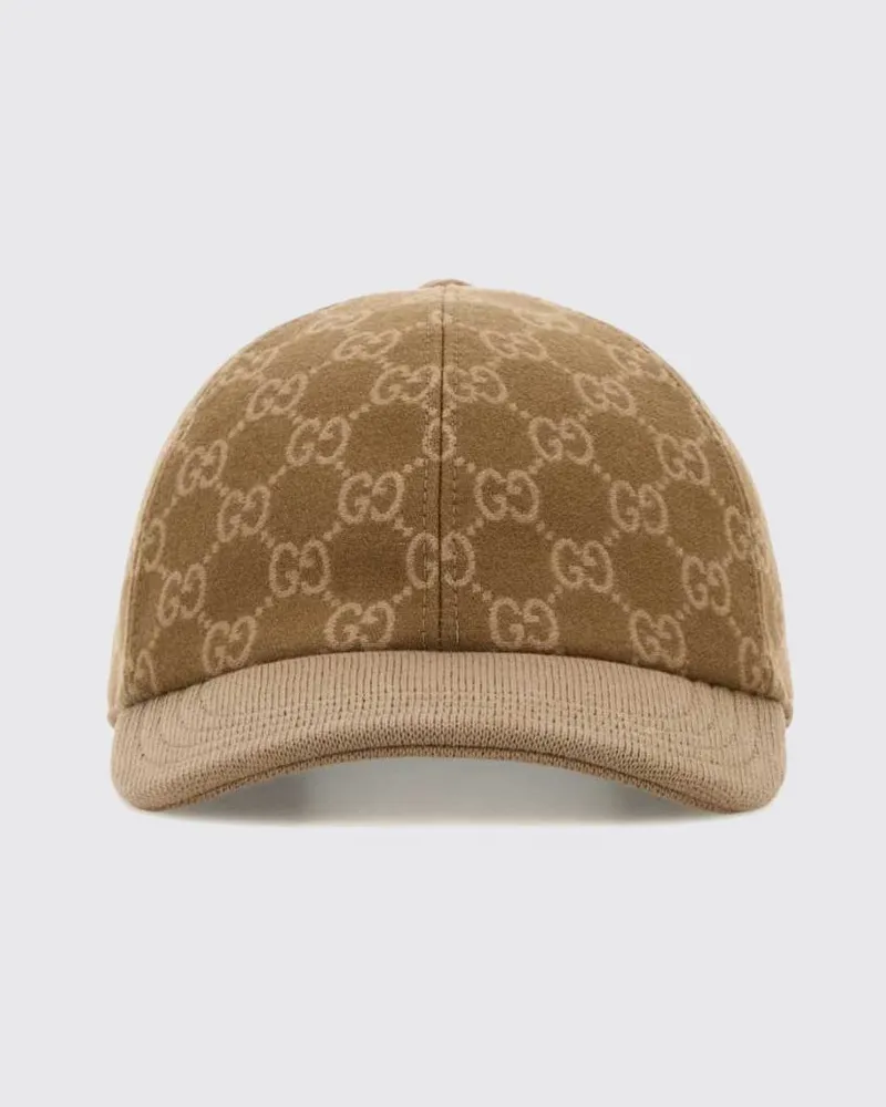 Gucci Baseballkappe aus Wollfilz mit durchgehendem GG-Monogramm Braun