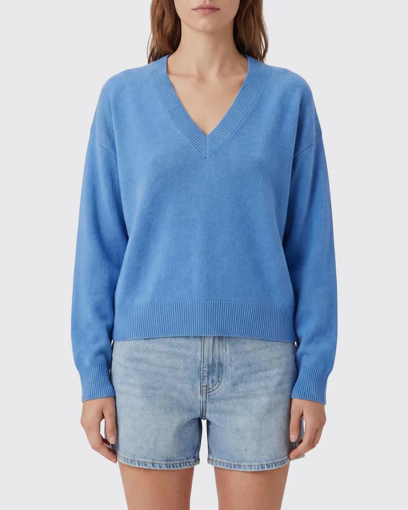 Anine Bing Pullover aus reinem Kaschmir mit V-Ausschnitt und Relaxed Fit Blau