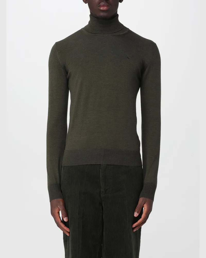 Brooksfield Basic Slim Fit Woll-Rollkragenpullover mit Rippbündchen Military