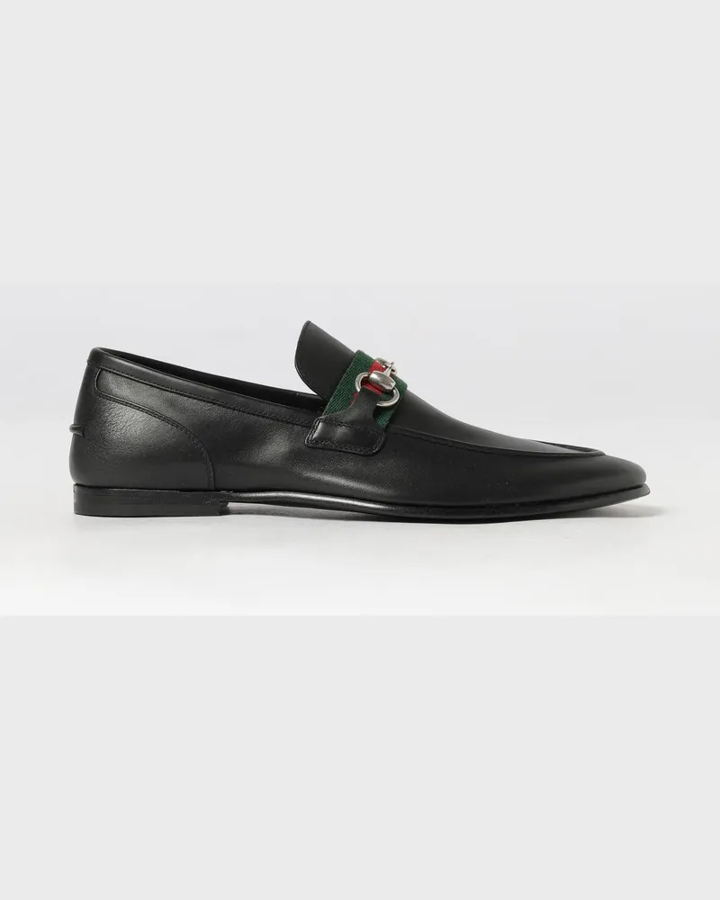 Gucci Como Leder-Loafer mit Horsebit-Detail und Webstreifen Schwarz